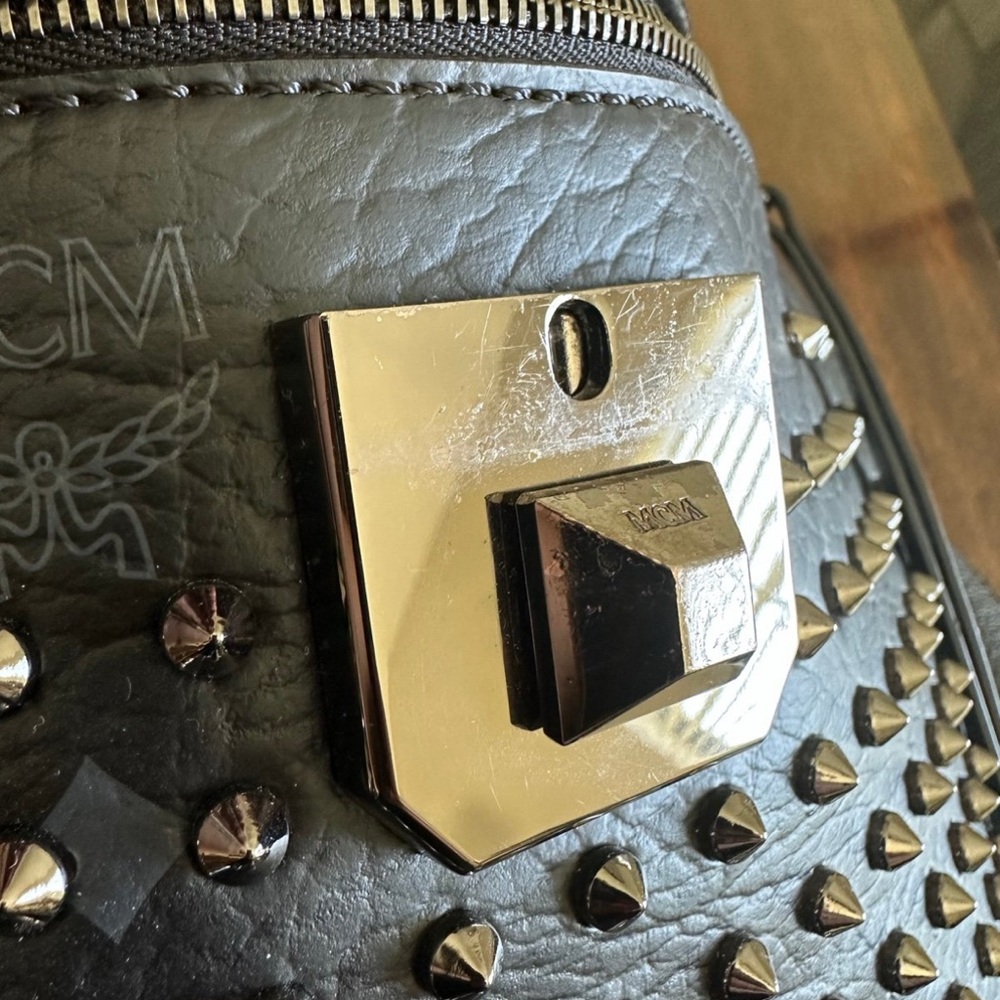 MCM Black Studded Satchel - Picture 7 of 12